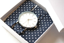 Charger l'image dans la galerie, Bracelet coton - Bleu marine à pois