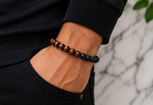 Charger l'image dans la galerie, Bracelet en Oeil de Tigre et Pierre de Lave