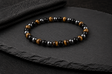 Charger l'image dans la galerie, Bracelet en Agate Noire, Œil de Tigre et Hématite