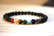 Charger l'image dans la galerie, Bracelet "Equilibre spirituel" - 7 chakras Pierre de lave