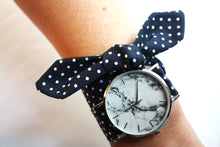 Charger l'image dans la galerie, Montre Bella Julia - Bleu marine à pois