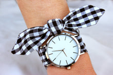 Charger l'image dans la galerie, Bracelet coton - Vichy noir et blanc