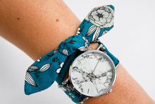 Charger l'image dans la galerie, Bracelet coton - Turquoise fleuri
