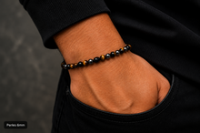 Charger l'image dans la galerie, Bracelet en Agate Noire, Œil de Tigre et Hématite

