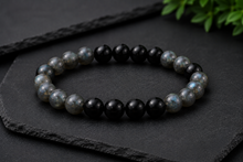 Charger l'image dans la galerie, Bracelet en Labradorite et Obsidienne
