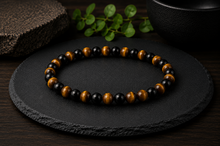 Charger l'image dans la galerie, Bracelet en Œil de Tigre et Obsidienne
