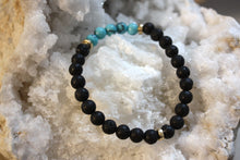 Charger l&#39;image dans la galerie, Bracelet &quot;Courage&quot; - Pierre de lave et Turquoise
